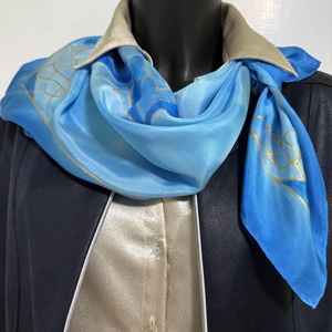 Kézzel festett selyemkendő kék arany mandala mintával � időtálló női elegancia - ruha & divat - sál, sapka, kendő - kendő - Meska.hu