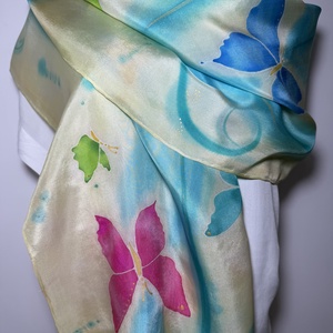 Kézzel festett 100% hernyóselyem selyemsál � különleges Anyák napi ajándék - ruha & divat - sál, sapka, kendő - sál - Meska.hu