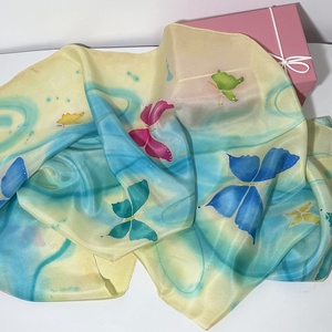 Kézzel festett 100% hernyóselyem selyemsál � különleges Anyák napi ajándék, Ruha & Divat, Sál, Sapka, Kendő, Sál, Selyemfestés, MESKA