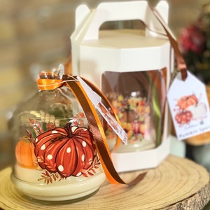 Őszi Pumkin Spice üvegbúrás gyertya , Otthon & Életmód, Gyertya, illat, aroma, Gyertya, Gyertya-, mécseskészítés, MESKA