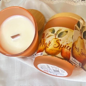 Pear Spices szója gyertya tégelyben, Otthon & Életmód, Gyertya, illat, aroma, Gyertya, Gyertya-, mécseskészítés, MESKA