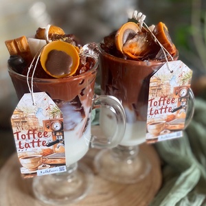 Karamellás Latte illatú gyertya , Otthon & Életmód, Gyertya, illat, aroma, Gyertya, Gyertya-, mécseskészítés, MESKA