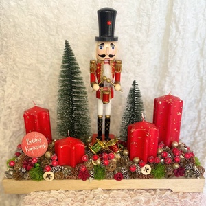 Nagy Diótörős Adventi koszorú karácsonyi asztaldísz - Meska.hu