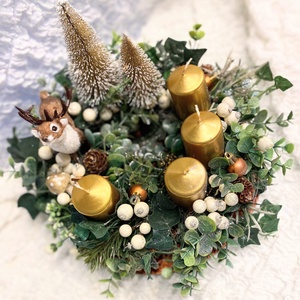 Szarvasos Adventi koszorú asztaldísz - otthon & életmód - dekoráció - ajtó- és ablak dekoráció - ajtódísz & kopogtató - Meska.hu