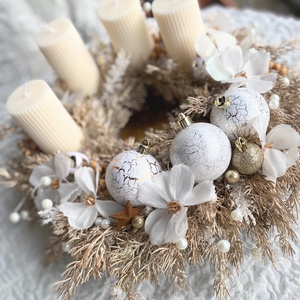 Csillogó arany Adventi koszorú - karácsony - adventi díszek - adventi koszorú - Meska.hu