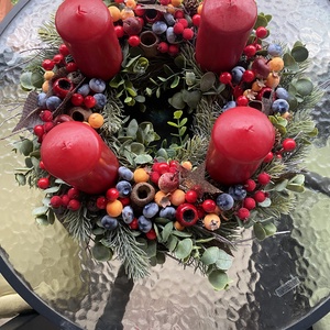 Bogyós Adventi koszorú  - karácsony - adventi díszek - adventi koszorú - Meska.hu