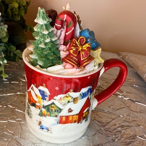 Piros falu desszert gyertya szójaviaszból - Meska.hu