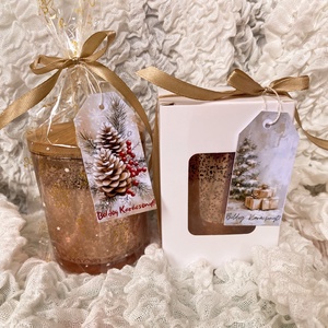 Rosegold Karácsonyi  szója gyertya  üvegben tetővel, Otthon & Életmód, Gyertya, illat, aroma, Gyertya, Gyertya-, mécseskészítés, MESKA