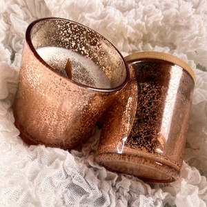 Rosegold Karácsonyi  szója gyertya  üvegben tetővel - otthon & életmód - gyertya, illat, aroma - gyertya - Meska.hu