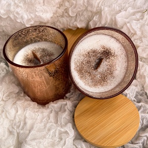 Rosegold Karácsonyi  szója gyertya  üvegben tetővel - otthon & életmód - gyertya, illat, aroma - gyertya - Meska.hu