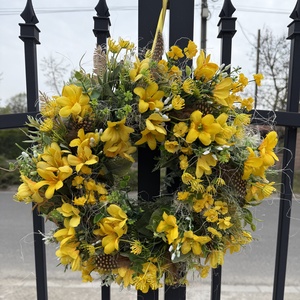 Sárga virágos kopogtató ajtódísz  - Meska.hu