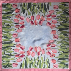 Tulipános kert selyem kendő - ruha & divat - sál, sapka, kendő - kendő - Meska.hu