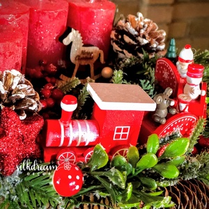 Piros vonatos Adventi koszorú asztaldísz - karácsony - Meska.hu