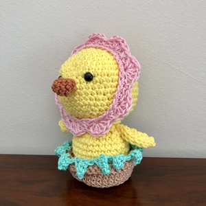 Horgolt napsárga csibevirág, cserépben - amigurumi - otthon & életmód - dekoráció - dísztárgy - Meska.hu