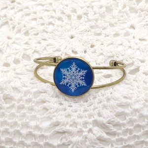 Snowflake üveglencsés karkötő, Ékszer, Karkötő, Karkötő medállal, Ékszerkészítés, Fotó, grafika, rajz, illusztráció, Meska