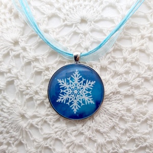 Hópehely üveglencsés nyaklánc ezüst II. - Meska.hu