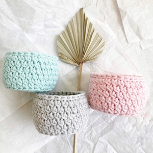 3 részes horgolt kosárszett - otthon & életmód - tárolás & rendszerezés - tárolókosár - Meska.hu