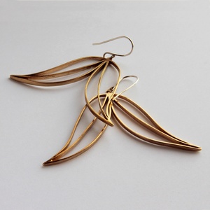 Aranytulipán lógós fülbevaló, Ékszer, Fülbevaló, Lógó fülbevaló, Ötvös, Ékszerkészítés, MESKA