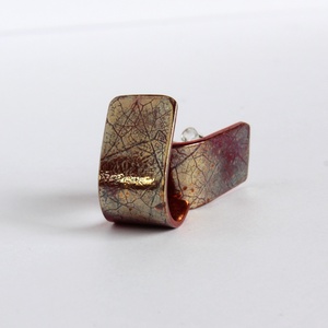 Írisz bedugós fülbevaló vörösrézből ezüst szárral - ékszer - fülbevaló - pötty fülbevaló - Meska.hu