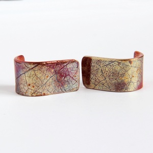 Írisz bedugós fülbevaló vörösrézből ezüst szárral - ékszer - fülbevaló - pötty fülbevaló - Meska.hu