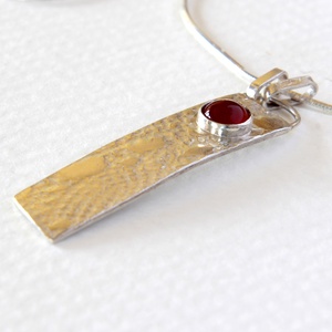 Aranyszem karneolos ezüst medál ezüst lánccal - ékszer - nyaklánc - medál - Meska.hu