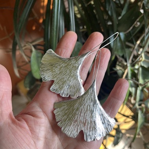 Óriás ginkgofülbevaló, Ékszer, Fülbevaló, Lógó fülbevaló, Ékszerkészítés, Ötvös, MESKA
