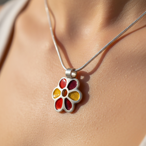 SilverColor Ezüstvirág Medál, Ékszer, Nyaklánc, Medál, Ékszerkészítés, Tűzzománc, MESKA