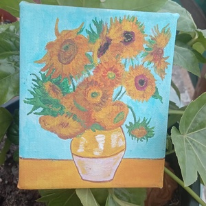 Napraforgók mini festmény - Meska.hu