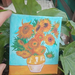 Napraforgók mini festmény - művészet - festmény - akril - Meska.hu