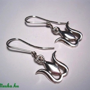 Tulipános akasztós ezüst füli , Ékszer, Fülbevaló, Lógó fülbevaló, Ékszerkészítés, Ötvös, MESKA