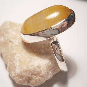 Sárga achát ezüstgyűrű, Ékszer, Gyűrű, Statement gyűrű, Ékszerkészítés, MESKA