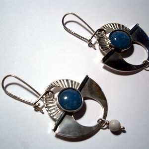 Ezüst legyező fülbevaló - ékszer - fülbevaló - lógó fülbevaló - Meska.hu