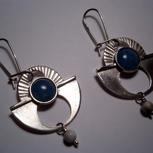 Ezüst legyező fülbevaló - ékszer - fülbevaló - lógó fülbevaló - Meska.hu