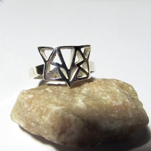 Origami rókafej ezüst gyűrű - ékszer - gyűrű - figurális gyűrű - Meska.hu