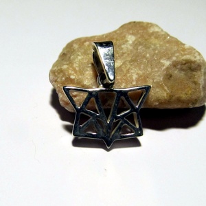 Origami rókafej ezüst medál - ékszer - nyaklánc - medál - Meska.hu