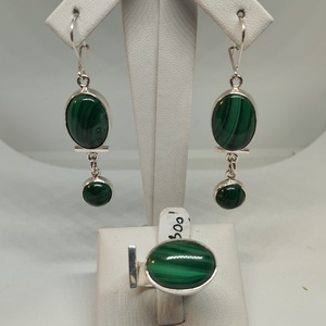 Malachit köves ezüst szett - Meska.hu