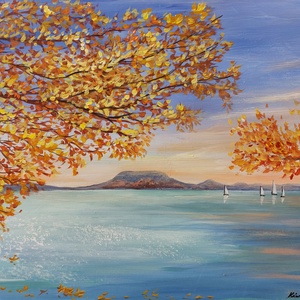 Balaton ősszel , Művészet, Festmény, Akril, Festészet, MESKA