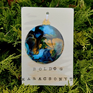 Karácsonyfadísz kék gömb  - karácsony - karácsonyi lakásdekoráció - karácsonyfadíszek - Meska.hu