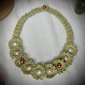 Queen - Horgolt Nyakék - ékszer - nyaklánc - gyöngyös nyaklánc - Meska.hu