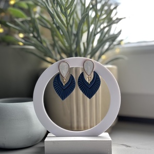 Sophia - Sötétkék Absztrakt Fülbevaló, Esküvő, Ékszer, Fülbevaló, , MESKA