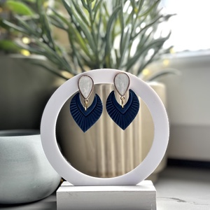 Sophia - Sötétkék Absztrakt Fülbevaló - esküvő - ékszer - fülbevaló - Meska.hu