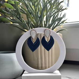 Sophia - Sötétkék Absztrakt Fülbevaló - esküvő - ékszer - fülbevaló - Meska.hu