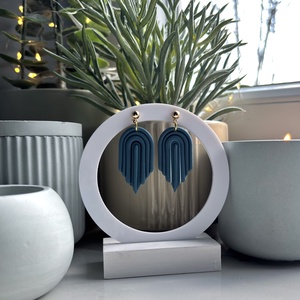 Genova - Türkizkék Absztrakt Boltív Fülbevaló, Esküvő, Ékszer, Fülbevaló, Ékszerkészítés, MESKA