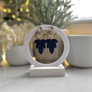 Mary Jane - Mély Tengerkék Levél Fülbevaló - ékszer - fülbevaló - lógó fülbevaló - Meska.hu