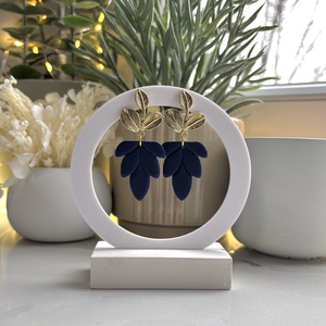 Mary Jane - Mély Tengerkék Levél Fülbevaló, Ékszer, Fülbevaló, Lógó fülbevaló, Ékszerkészítés, MESKA