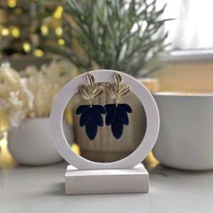 Mary Jane - Mély Tengerkék Levél Fülbevaló - ékszer - fülbevaló - lógó fülbevaló - Meska.hu