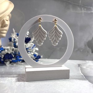 Angela - Hófehér Levél Fülbevaló - ékszer - fülbevaló - lógó fülbevaló - Meska.hu