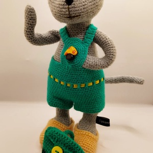 Szürke cica hátizsákkal, Játék & Sport, Baba & babaház, Baba, Horgolás, MESKA