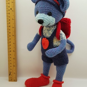 Piros cipős kék egér hátizsákkal, Játék & Sport, Baba & babaház, Baba, Horgolás, MESKA