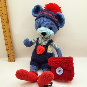 Piros cipős kék egér hátizsákkal - játék & sport - baba & babaház - baba - Meska.hu